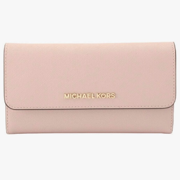 MICHAEL Michael Kors Handbags - MICHAEL KORS JET SET TRAVEL PVC LARGE WALLET IN POWDER BLUSH